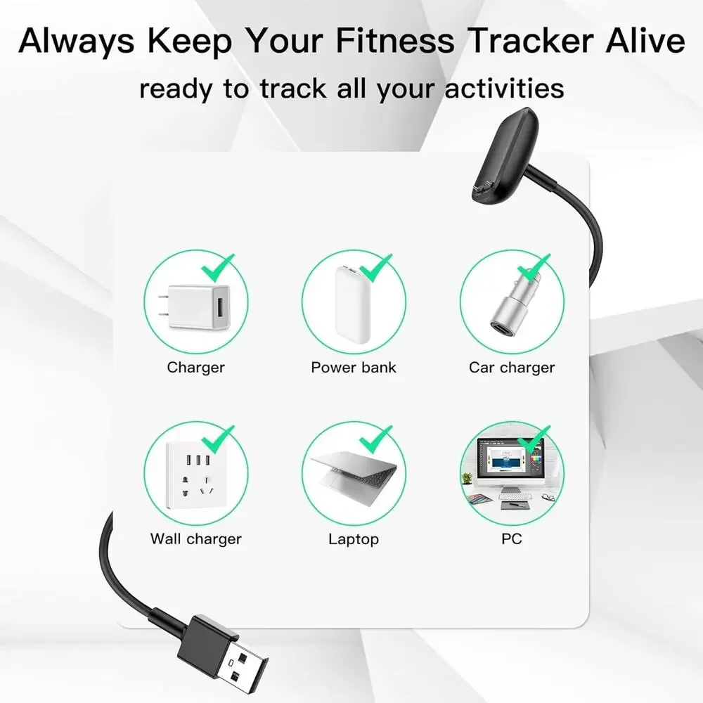 Replace Fitbit Charge 5 6 Luxe 3.3ft USB Charging Cable Magnetic Charger Cord